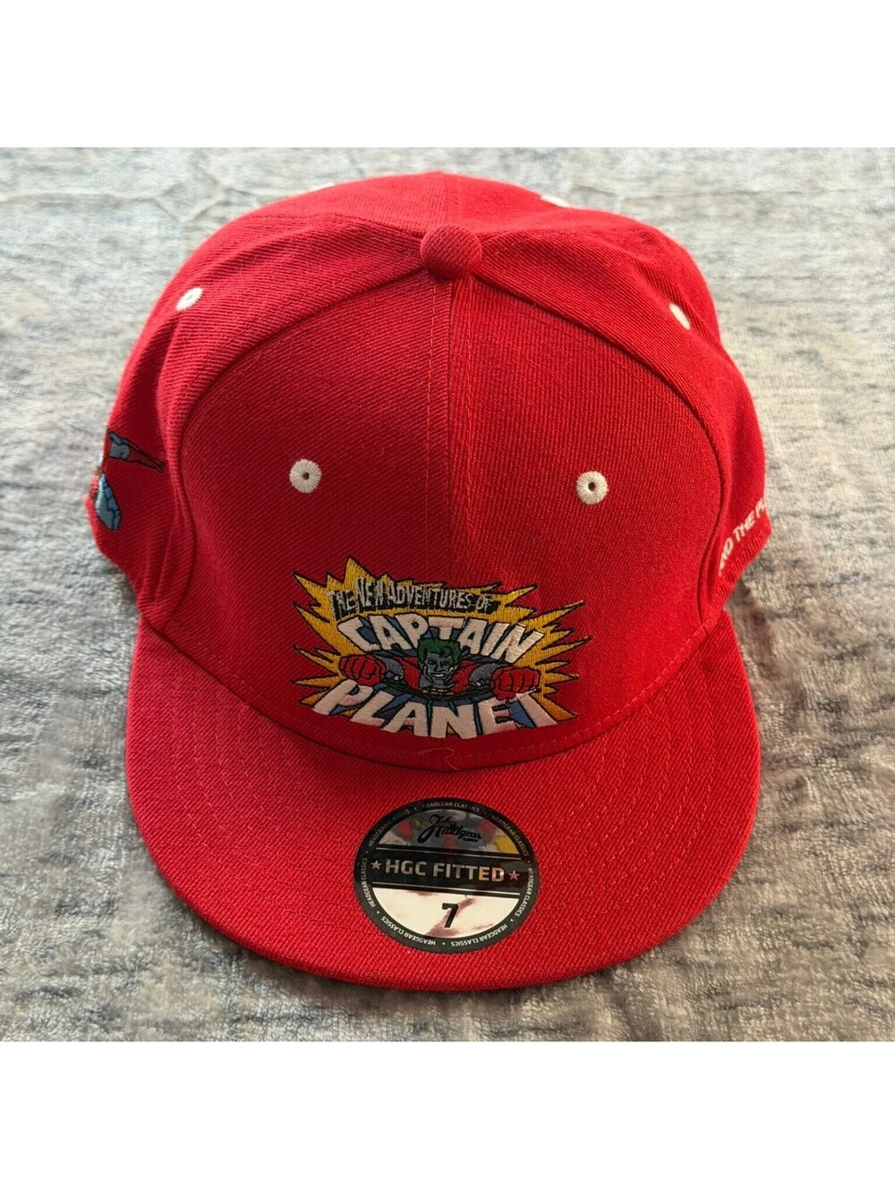 Headgear Classics Captain Planet Red Fitted Hat Men's Size 7 Flat Brim
